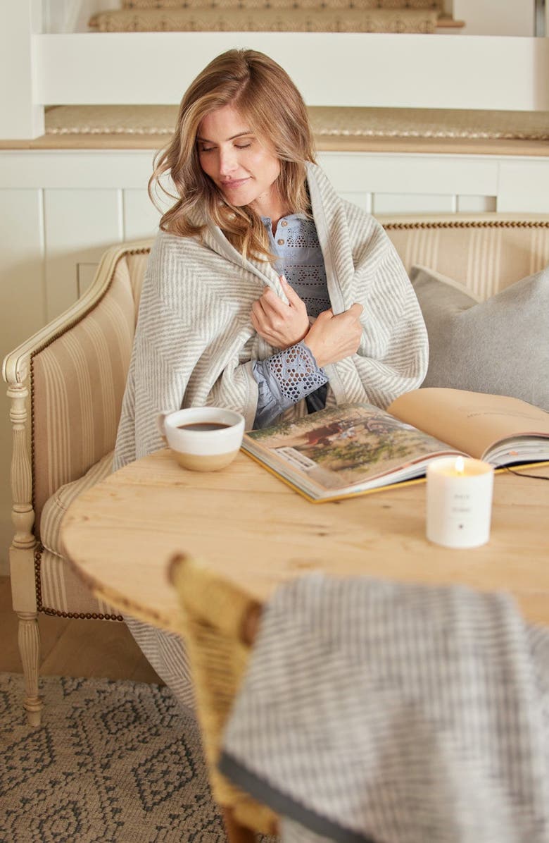 ChappyWrap Harborview Herringbone Throw Blanket, Alternate, color, Light Grey