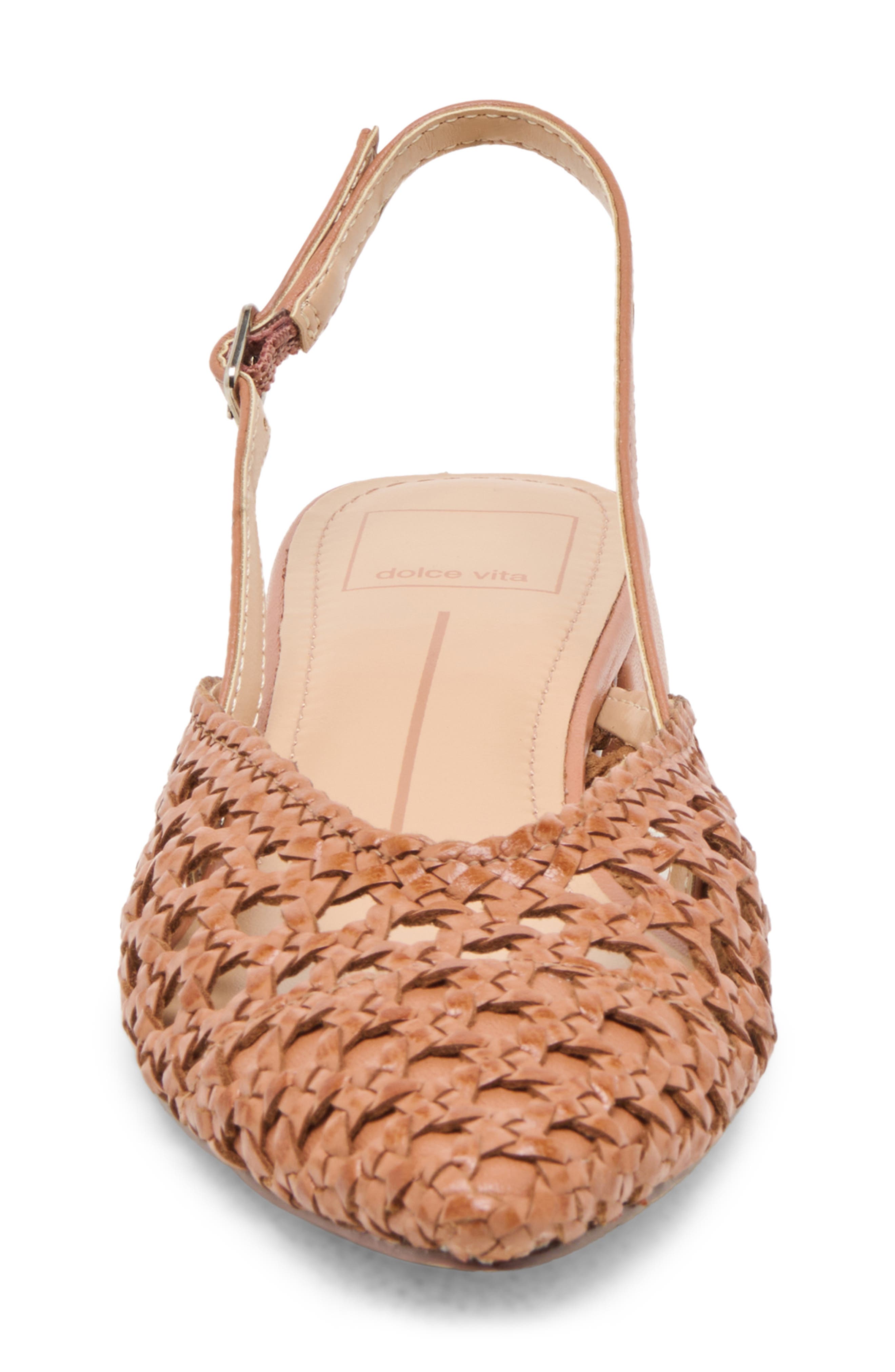 Dolce Vita Birdie Pointed Toe Slingback Flat, Alternate, color, Cafe Woven Leather