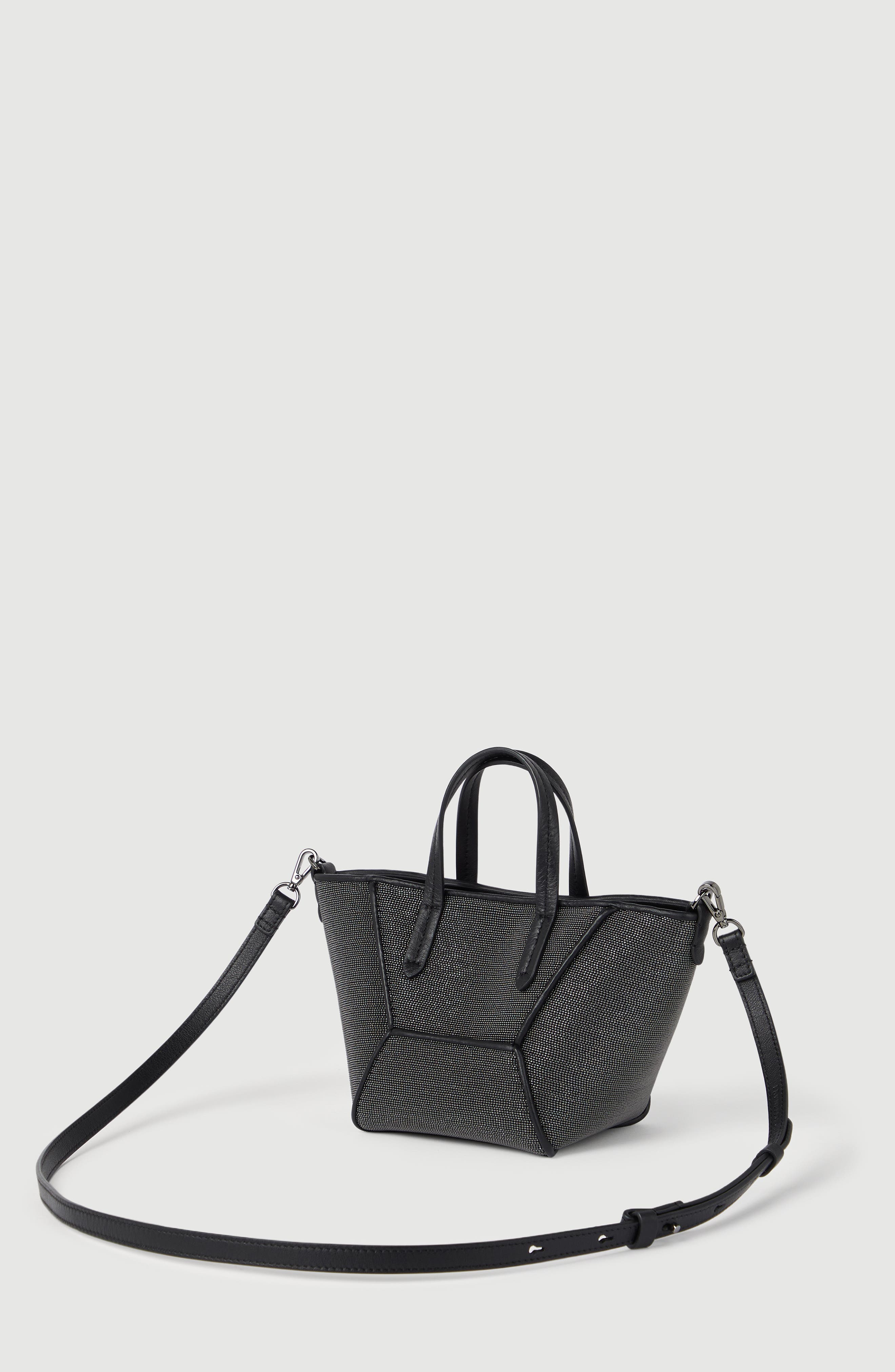 Brunello Cucinelli Precious BC Duo mini bag, Alternate, color, Black