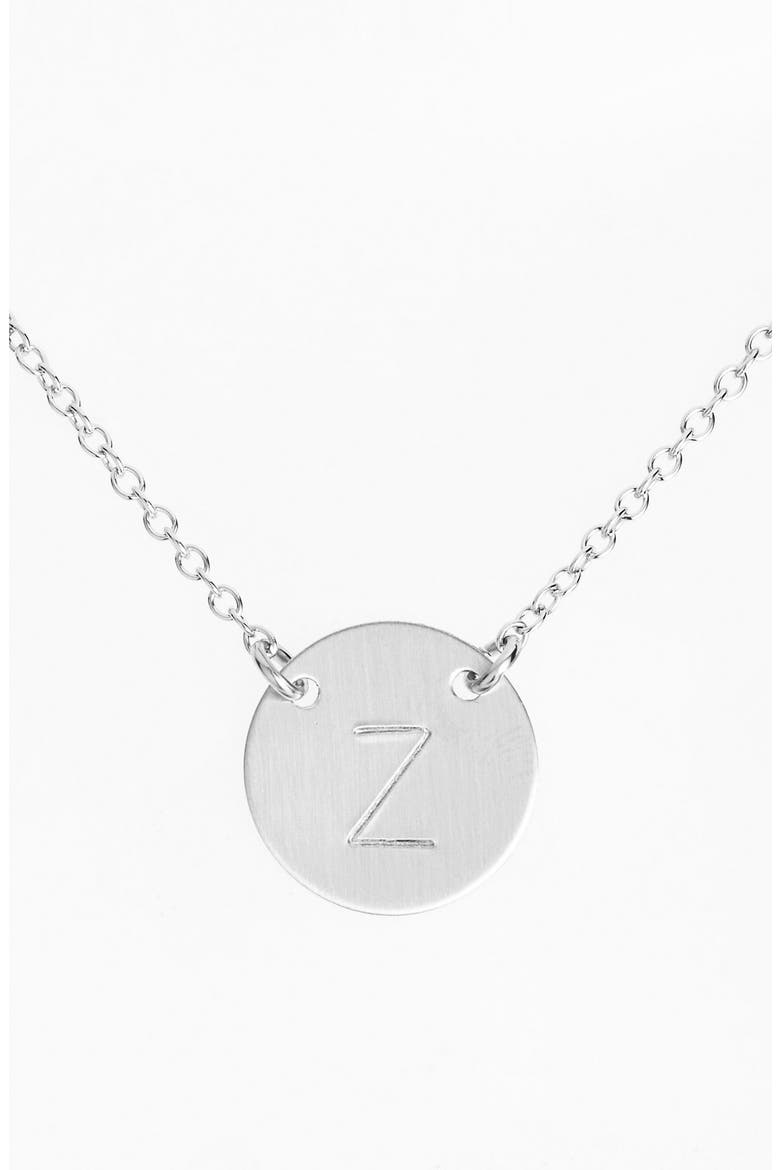 Sterling Silver Initial Disc Necklace, Main, color, STERLING SILVER Z