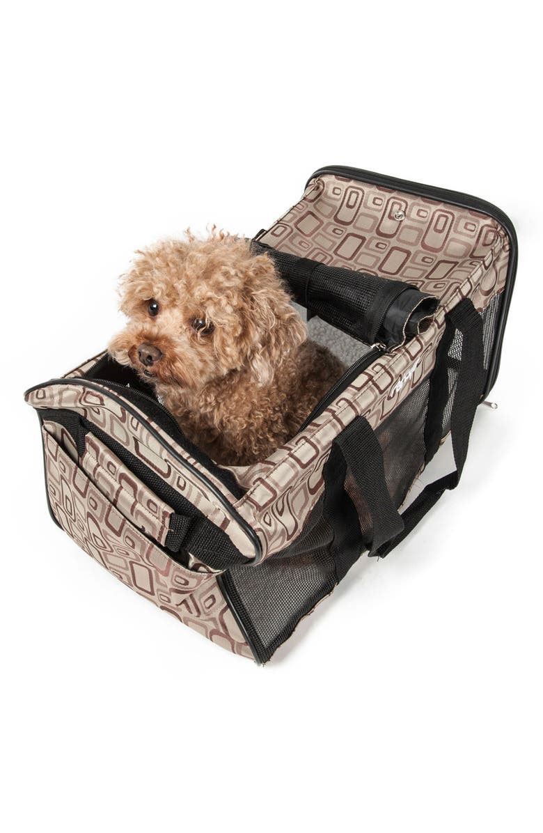 PET LIFE Folding Zippered Casual Carrier, Alternate, color, Brown