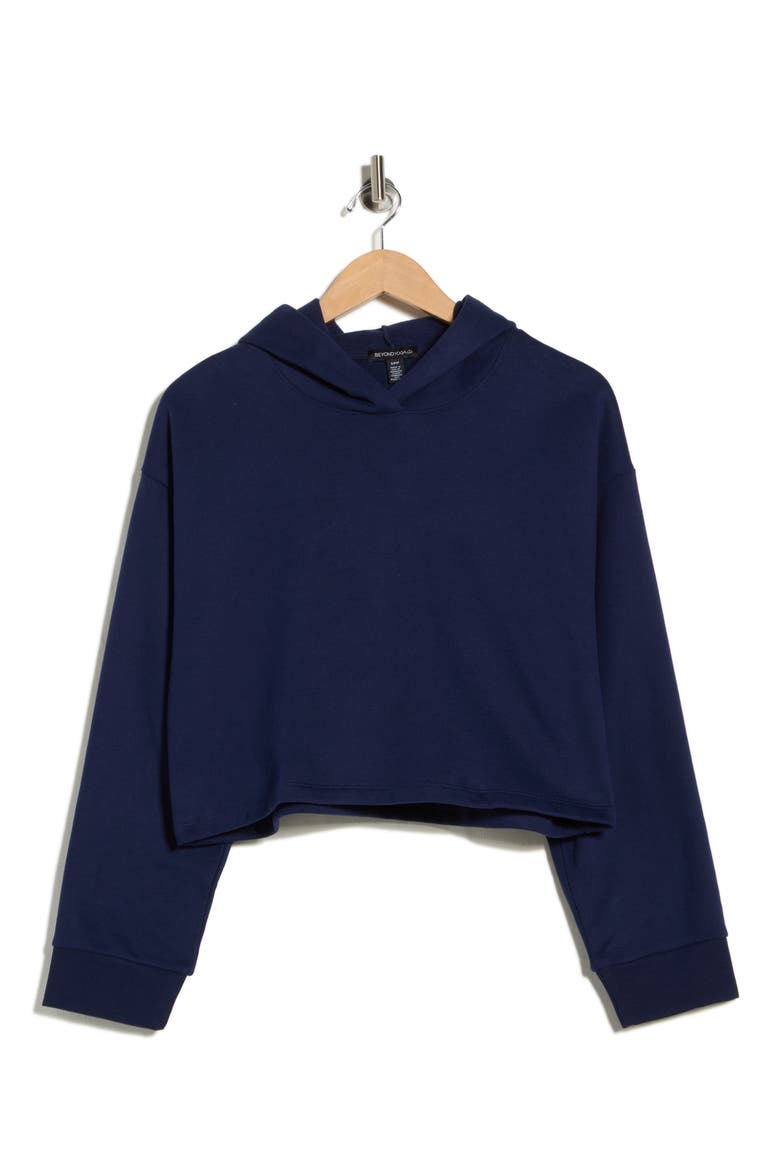 Happiness Crop Hoodie, Alternate, color, AFTER DARK NAVY