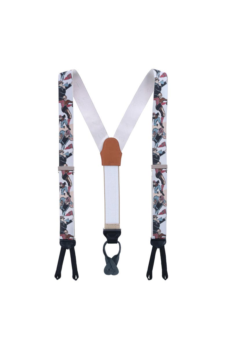 Trafalgar Retro Pattern Leatherheads Limited Run Silk Suspenders, Alternate, color, Multiple