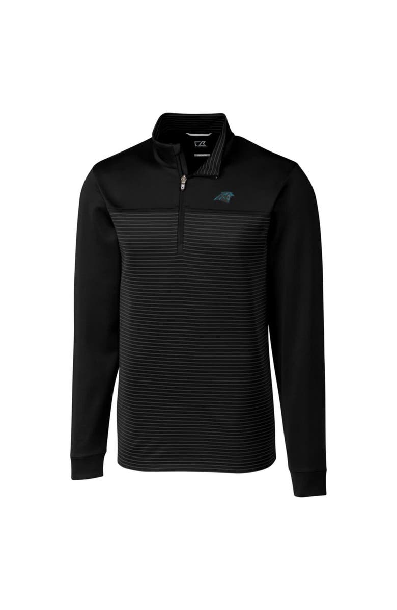 Cutter & Buck Men's Cutter & Buck Black Carolina Panthers Traverse Stripe Quarter-Zip Pullover Jacket, Main, color, 