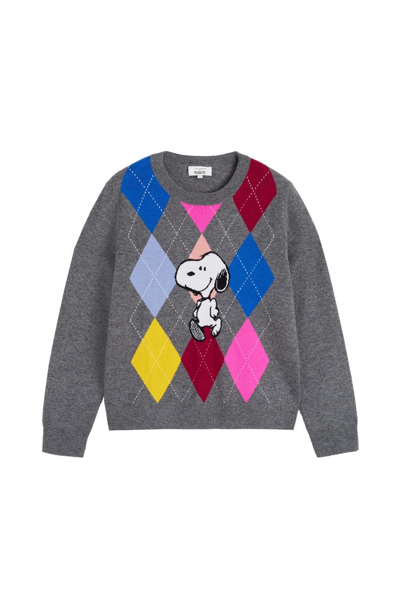 Wool-Cashmere Snoopy Argyle Sweater, Alternate, color, Multi