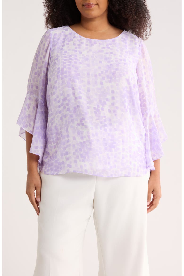 Ruffle Sleeve Top, Main, color, LAVENDER MIST MULTI