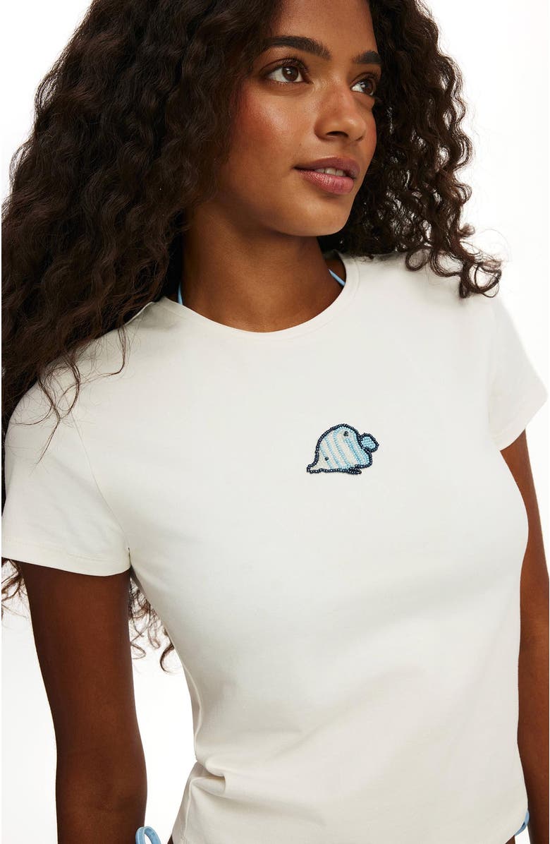 COTTON ON BODY Women's The Resort Baby Graphic Tshirt, Alternate, color, Vintage White Tropical Fish