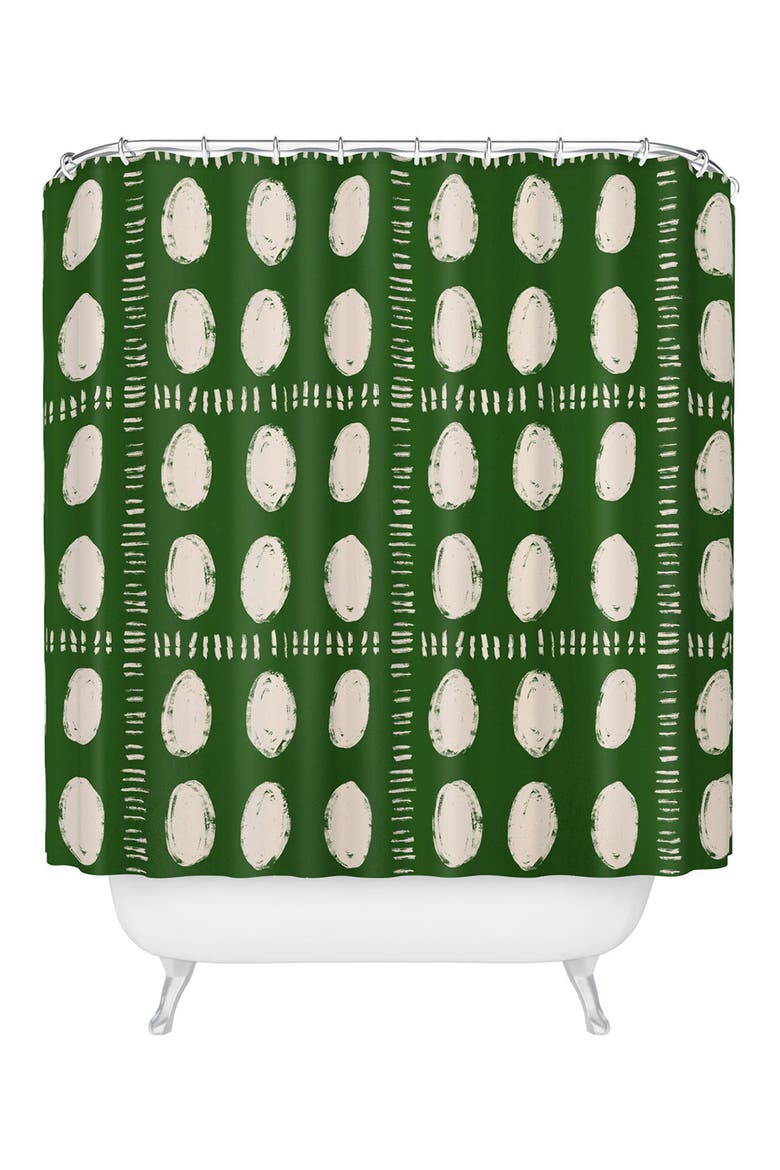 Green Boho Quilt Shower Curtain, Main, color, CREAM