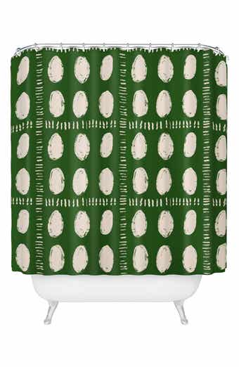 Green Boho Quilt Shower Curtain