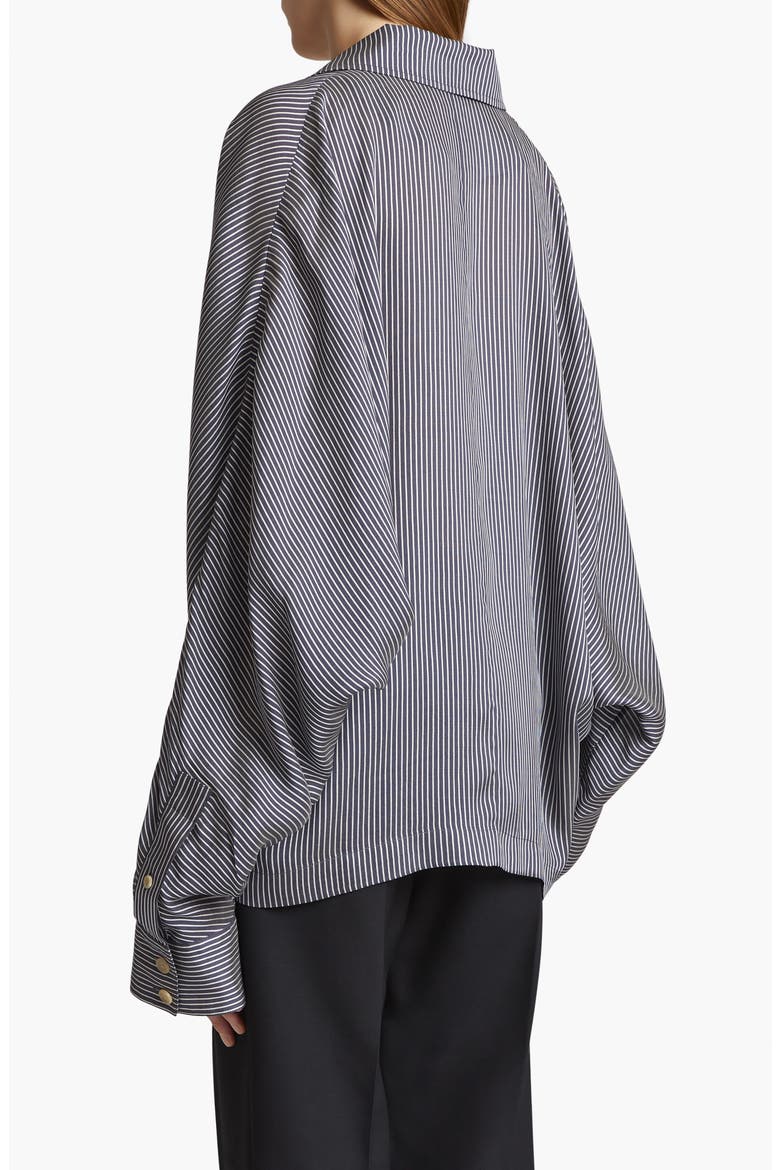 Garth Stripe Asymmetric Blazer, Alternate, color, NAVY / WHITE