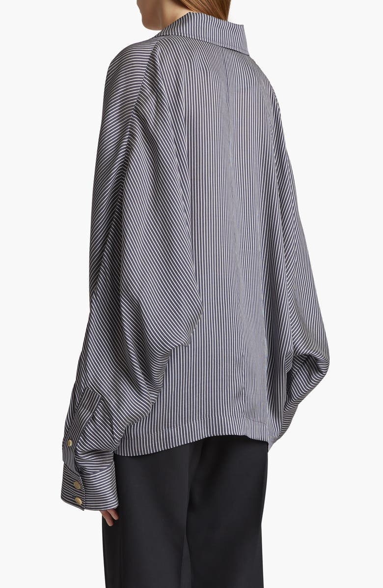 Khaite Garth Stripe Asymmetric Blazer, Alternate, color,