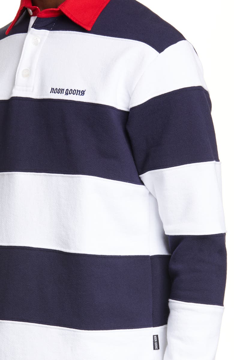Noon Goons Fielders Stripe Fleece Rugby Shirt, Alternate, color,