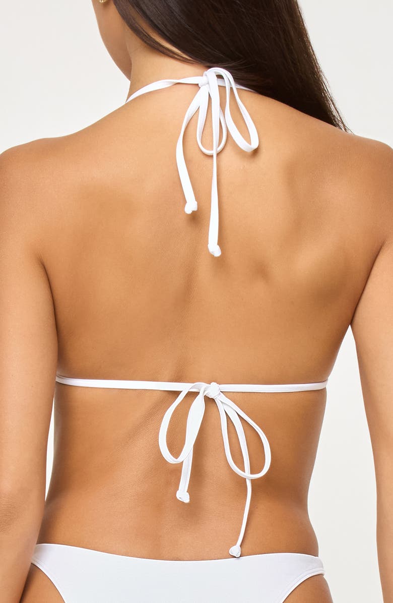 LSPACE Sienna Fringe Triangle Bikini Top, Alternate, color, White