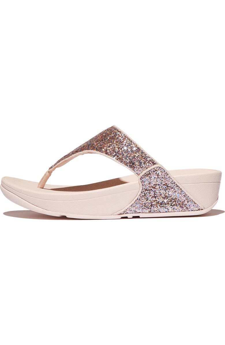 FitFlop Lulu Glitter Wedge Flip Flop, Alternate, color, Light Beige/ Rose Multi
