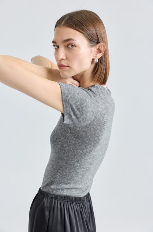 Almina Concept Short Sleeve Knit Top In Gray