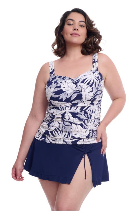 Malaya Full Figure Center Ruched Tankini Swim Top