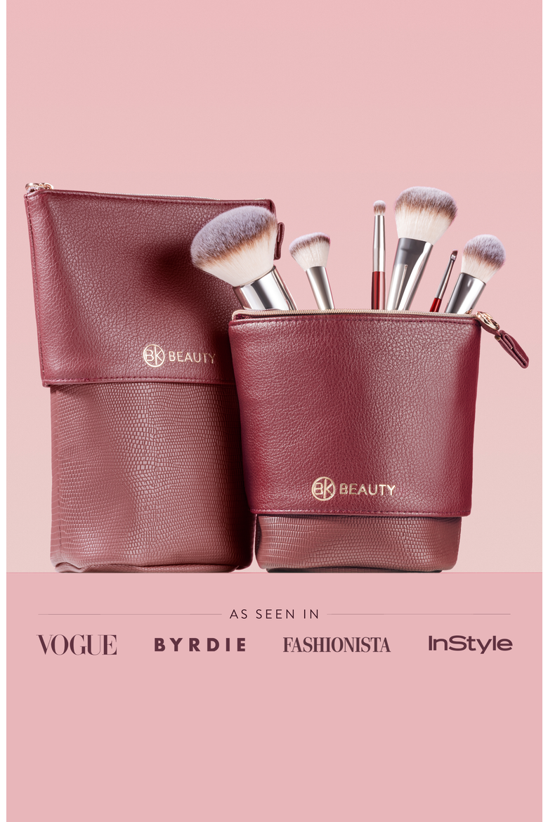Standup Brush Holder & Travel Makeup Bag, Alternate, color, Burgundy