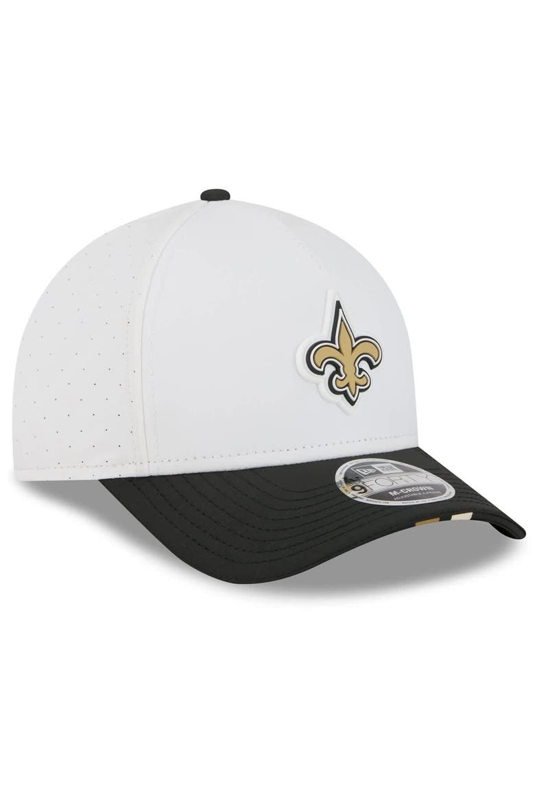 Men's New Era  White/Black New Orleans Saints 2025 NFL Training Camp A-Frame 9FORTY Adjustable Hat, Alternate, color, White