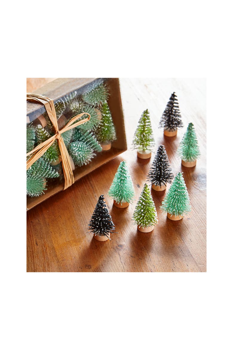 Mini Tree Set of 24 Green Artificial Christmas Decor, Main, color, Green