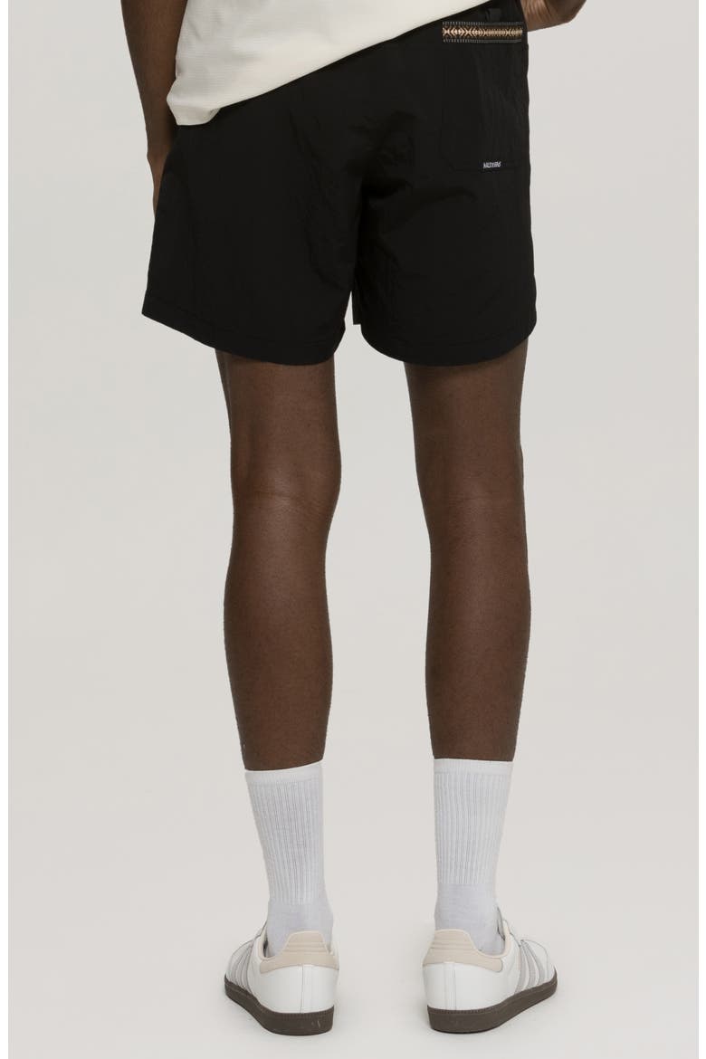 Maui Tag Nylon Swim Trunks, Alternate, color, BLACK