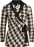 Anne Klein Houndstooth Print Wrap Top