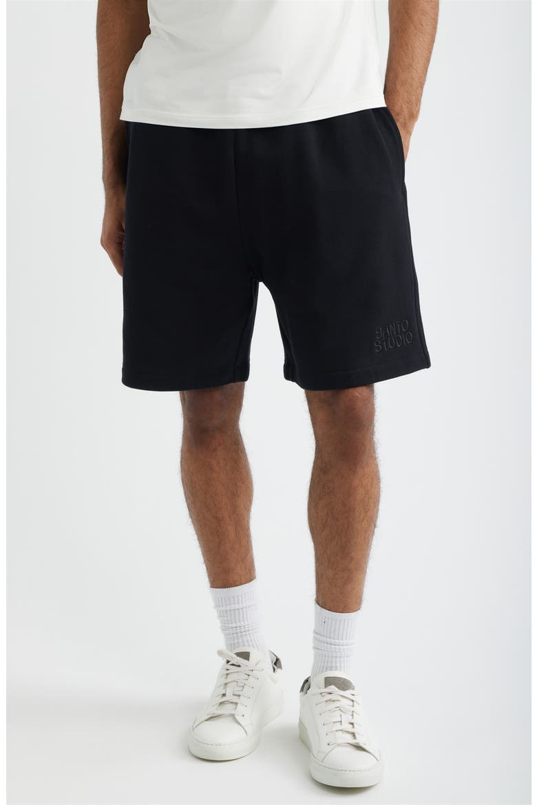 Forever Santo Studio Roma Drawstring Shorts, Main, color, BLACK