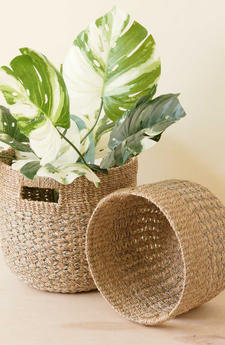 LIKHA Round Bottom Basket, Set of 2, Alternate, color, Grey