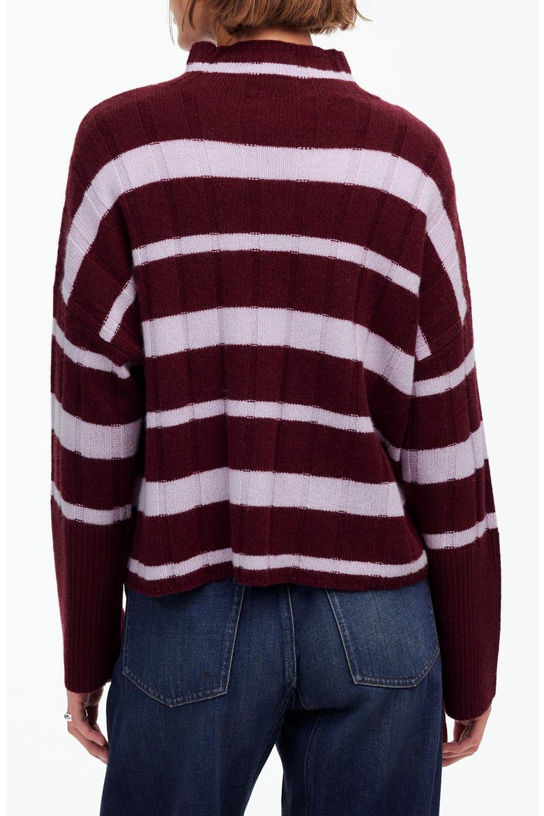 Stripe Rib Cashmere & Wool Blend Funnel Neck Sweater, Alternate, color, CABERNET STRIPE