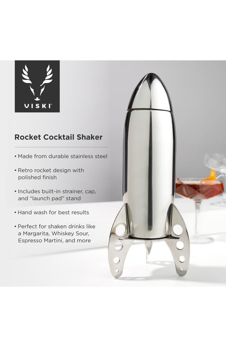 Viski Irving Rocket Cocktail Shaker in Stainless Steel, Alternate, color, Silver