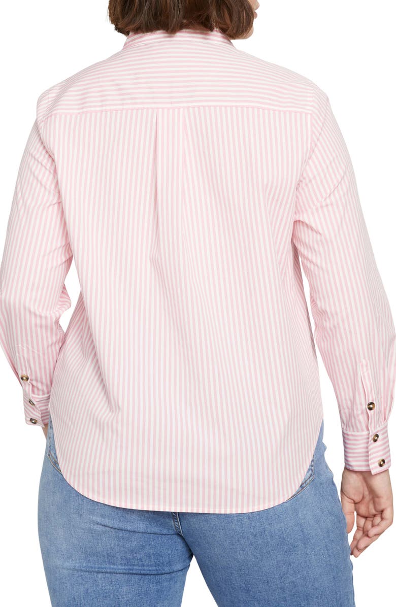Universal Standard Elbe Classic Fit Button-Up Shirt, Alternate, color, Pink/ White Stripe