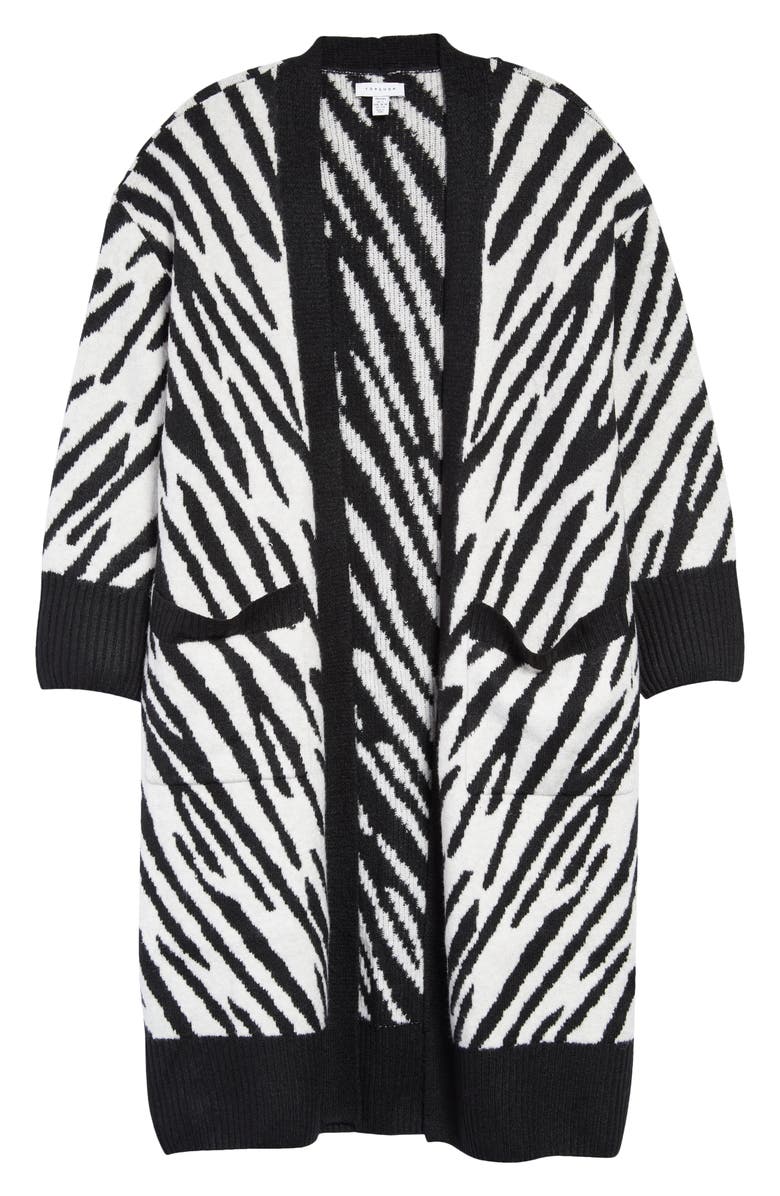 Topshop Zebra Print Maxi Cardigan, Alternate, color, 