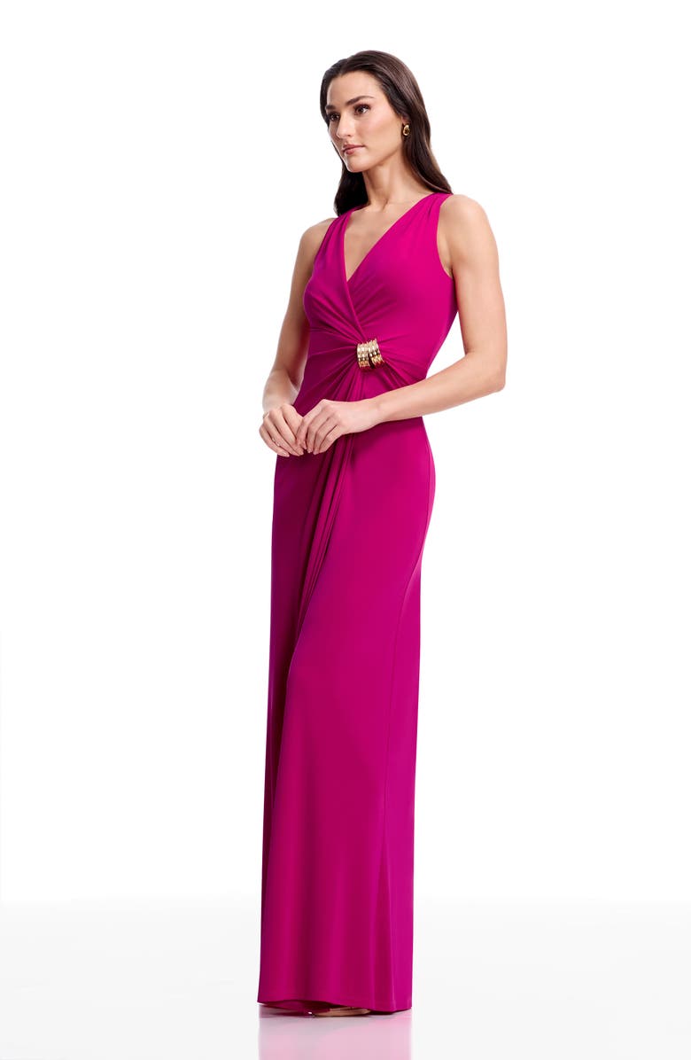 Dress the Population Deb Sleeveless A-Line Gown, Alternate, color, Dark Fuchsia