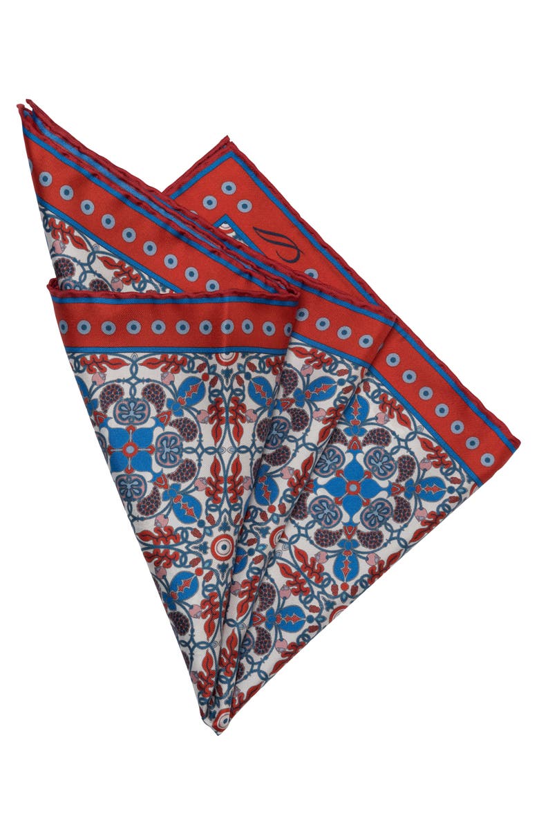 Elizabetta Nebbiolo - Silk Pocket Square for Men, Alternate, color, Red