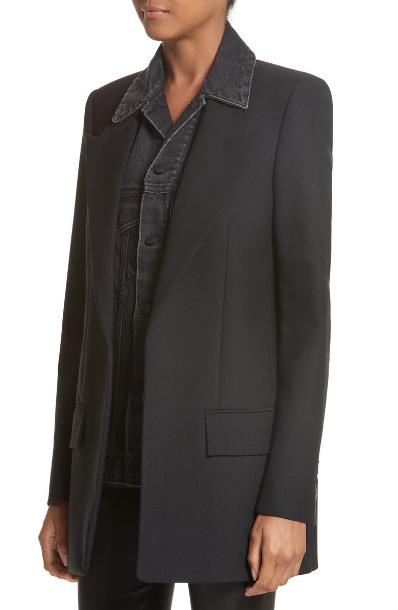 Alexander Wang Denim & Wool Blend Layered Jacket, Alternate, color,