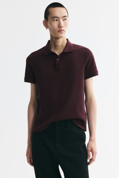 Slim Fit Waffle-knit Polo Shirt