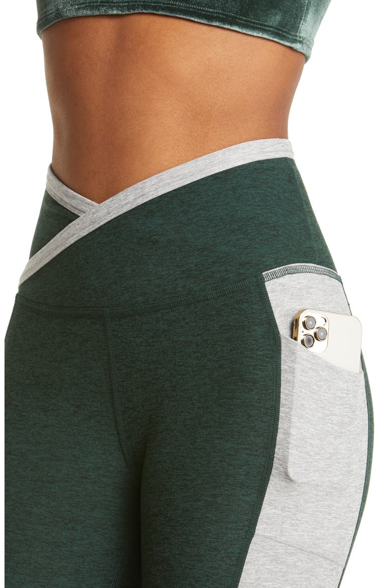 Space Dye Colorblock Pocket Ankle Leggings, Alternate, color, FOREST GREEN-SILVER MIST