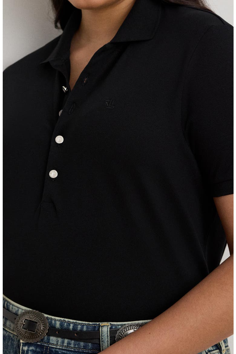 Athleisure Stretch Cotton Piqué Polo, Alternate, color, POLO BLACK