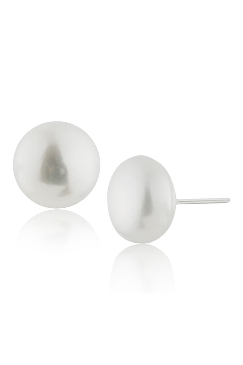 Sterling Silver Cultured Freshwater Pearl Stud Earrings (Nordstrom Exclusive), Main, color, WHITE/ SILVER