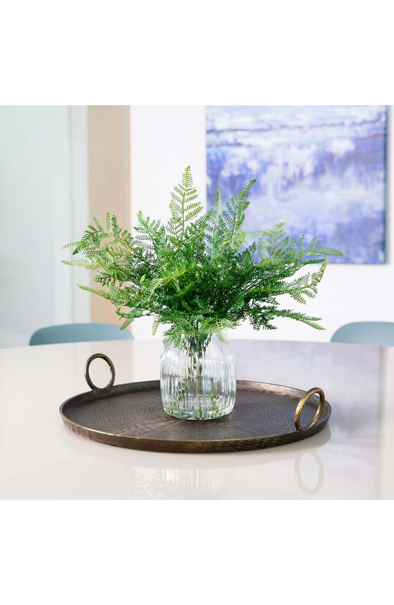 NEARLY NATURAL 17-in Artificial Forest Fern Arrangement in Glass Vase, Alternate, color, Green