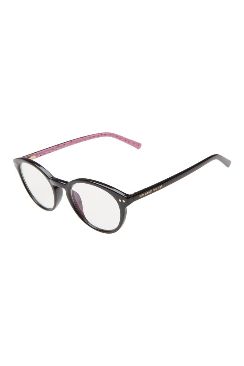 kinslee 48mm blue light blocking reading glasses, Alternate, color, BLACK