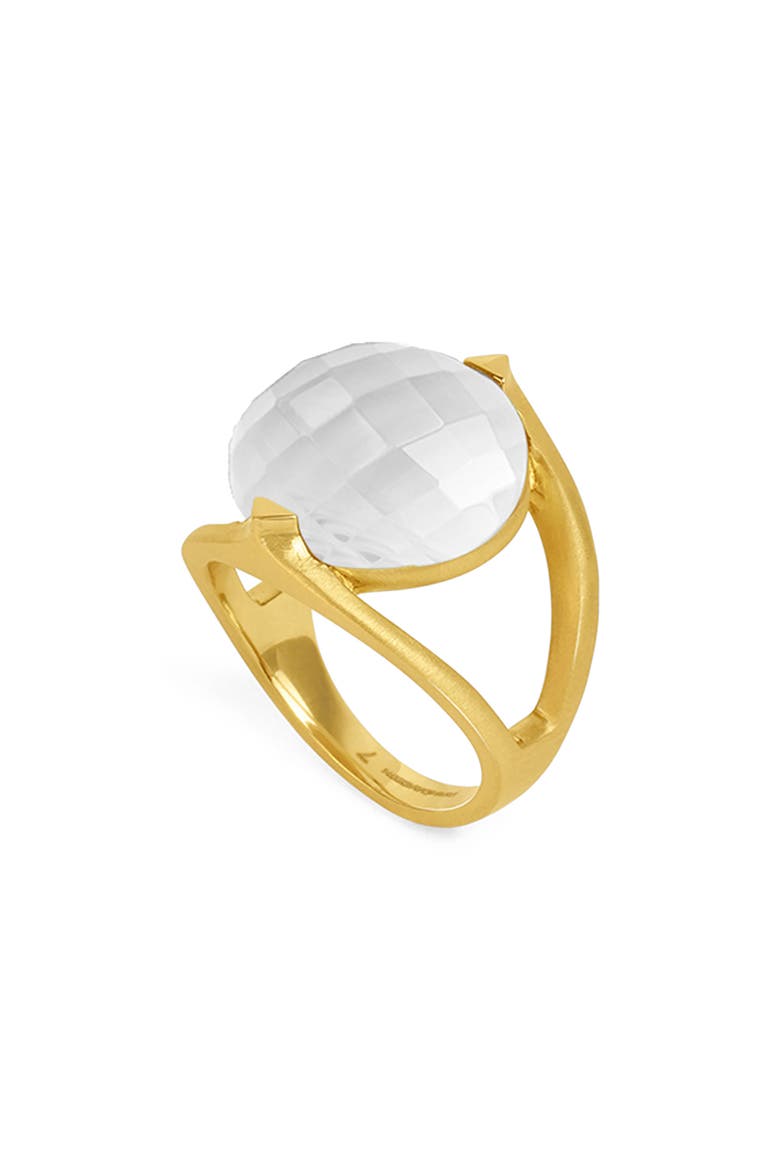 Galleria Quartz Doublet Ring, Main, color, IRIDESCENT PEARL/ GOLD