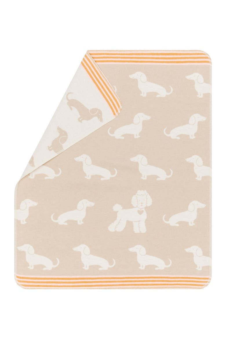 Juwel Dachshund Baby Blanket, Main, color, Ecru