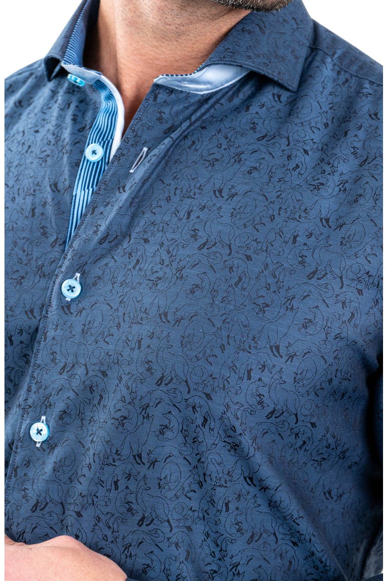 Einstein Jacqfoxtrot Navy Button-Up Shirt, Alternate, color, BLUE