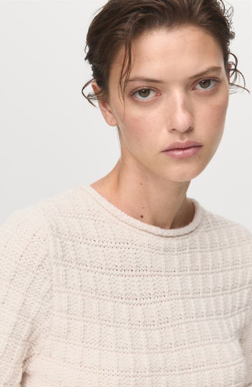 Mango Textured Short Sleeve Peplum Sweater In Neutral