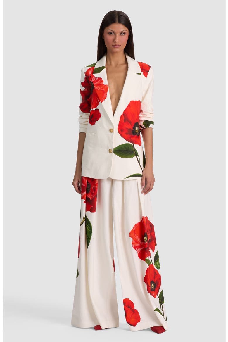 Elna Long Poppy Print Blazer, Alternate, color, SUMMER POPPY