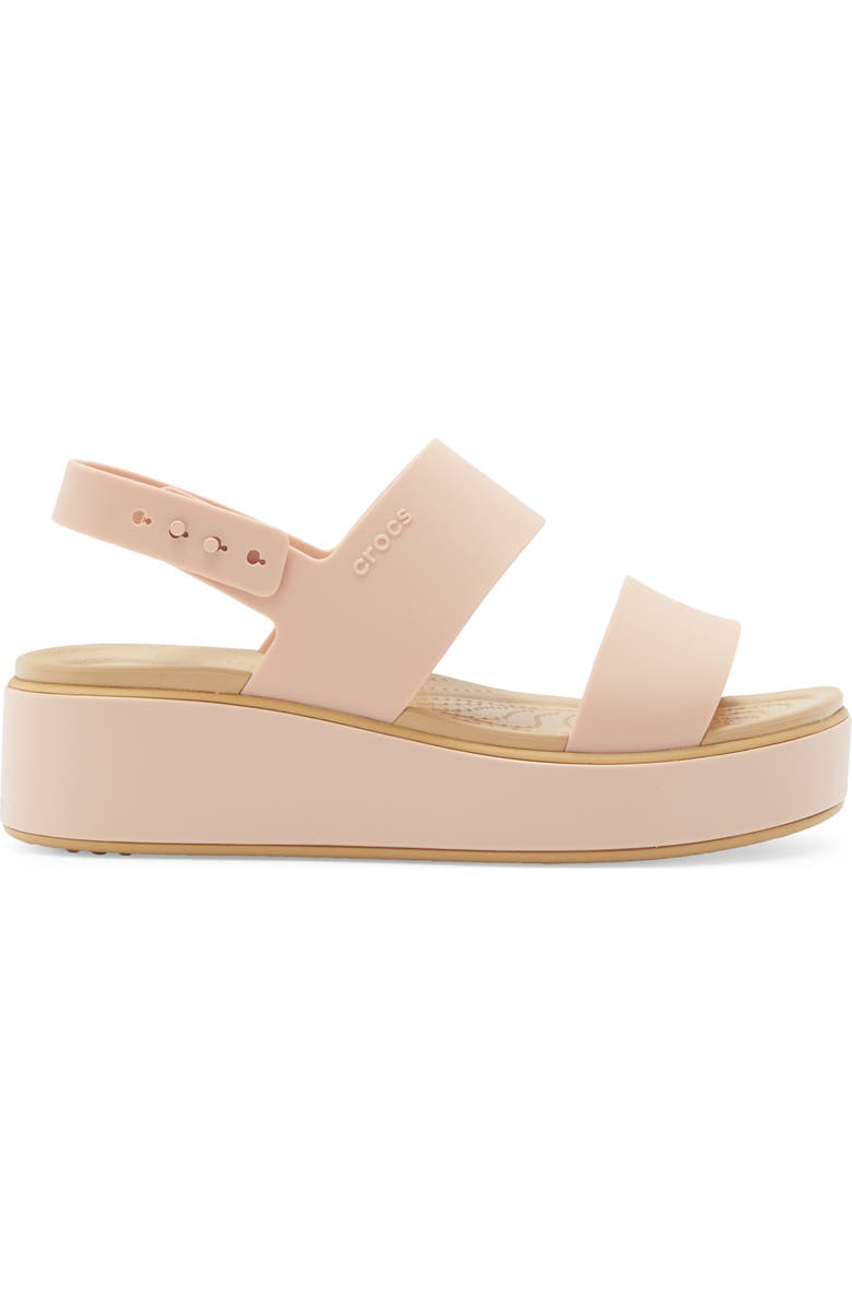CROCS Brooklyn Low Wedge Matte Wrap Sandal, Alternate, color, Pink Caramel/ Tan