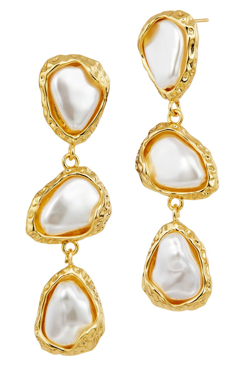 Imitation Pearl Pebble Drop Earrings, Main, color, YELLOW