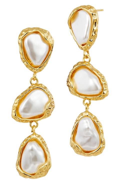 Imitation Pearl Pebble Drop Earrings