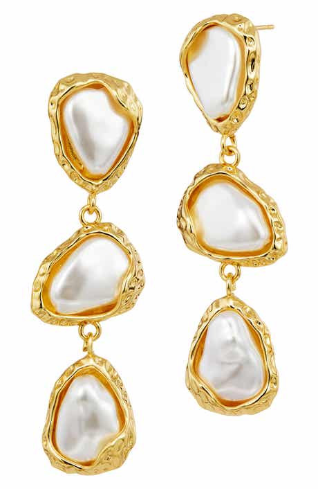 SAVVY CIE JEWELS Imitation Pearl Pebble Drop Earrings