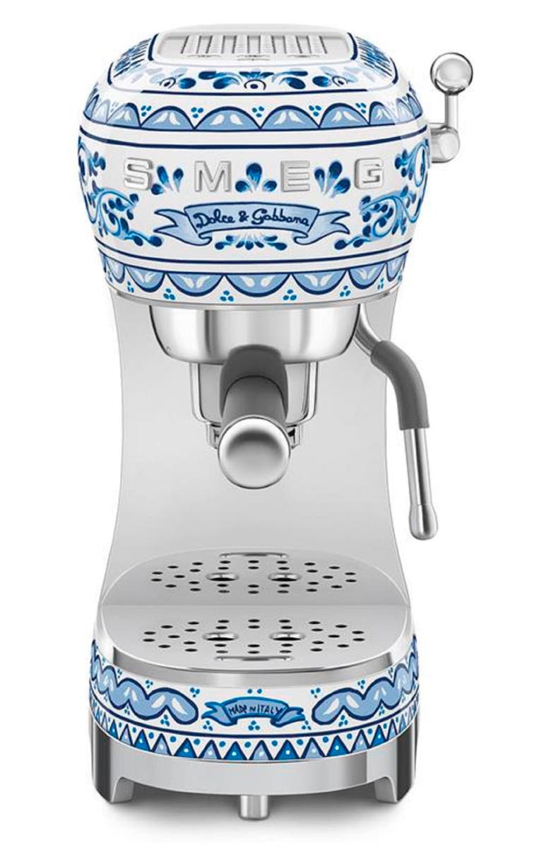 smeg x Dolce & Gabbana Blu Mediterraneo Manual Espresso Machine, Main, color, Blu Mediterraneo